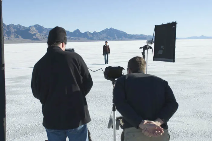 On set at the Bonneville Salt Flats in UT to shoot a corporate training film for IOMEGA.